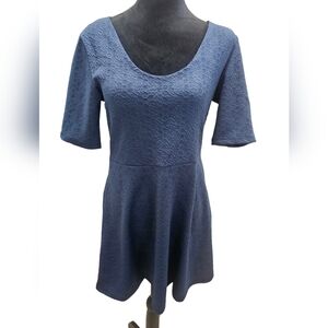 NWT Tam Ware Scoop Neck Textured Knit Short Sleeve Fit & Flare Mini Dress Large